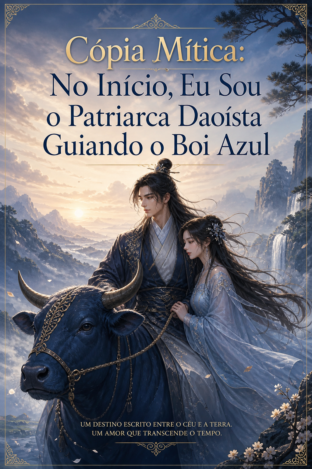 Cópia Mítica: No Início, Eu Sou o Patriarca Daoísta Guiando o Boi Azul