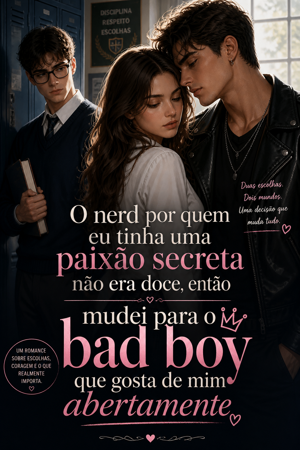 O nerd por quem eu tinha uma paixão secreta não era doce, então mudei para o bad boy que gosta de mim abertamente